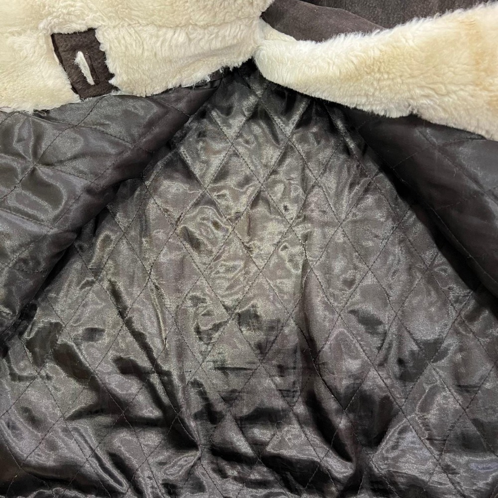 Wilsons Leather Brown Suede Faux Fur Trim Hooded Parka Coat XL - Picture 6 of 14